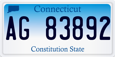 CT license plate AG83892