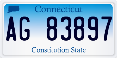 CT license plate AG83897