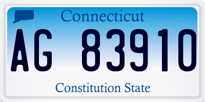 CT license plate AG83910