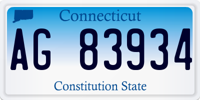 CT license plate AG83934