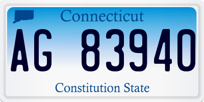 CT license plate AG83940