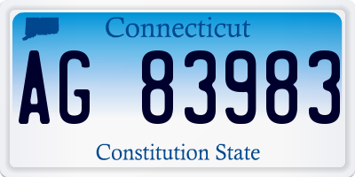 CT license plate AG83983