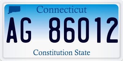 CT license plate AG86012