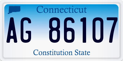 CT license plate AG86107