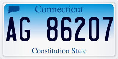 CT license plate AG86207