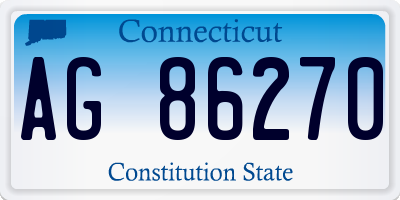 CT license plate AG86270