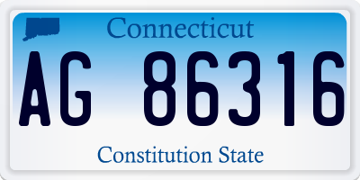 CT license plate AG86316
