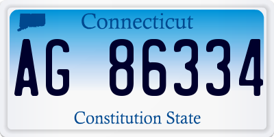 CT license plate AG86334