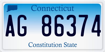 CT license plate AG86374