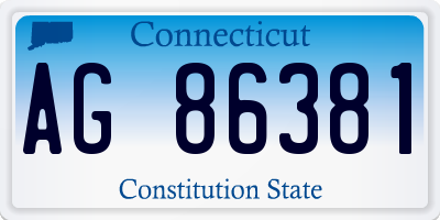 CT license plate AG86381