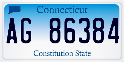 CT license plate AG86384