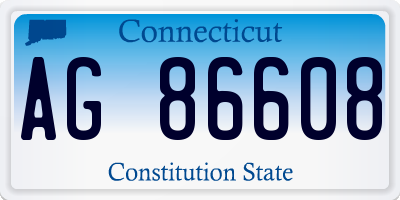 CT license plate AG86608