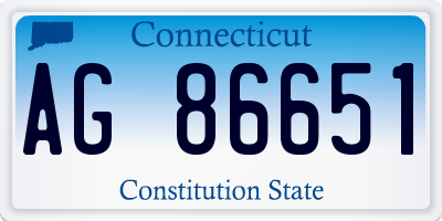 CT license plate AG86651