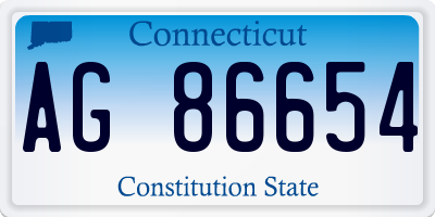 CT license plate AG86654