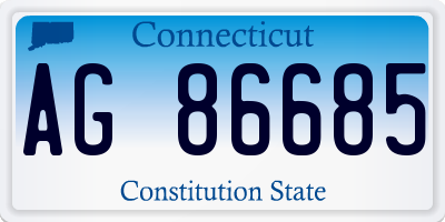 CT license plate AG86685