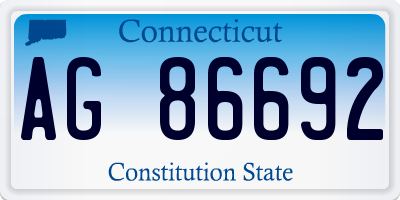 CT license plate AG86692