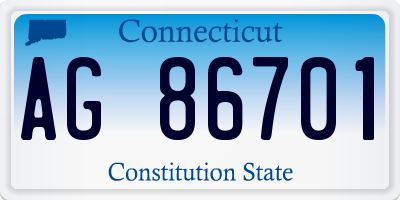 CT license plate AG86701
