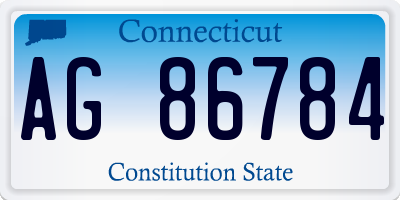 CT license plate AG86784