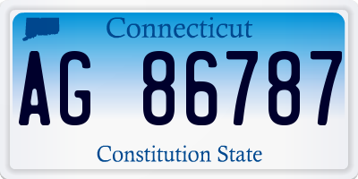 CT license plate AG86787