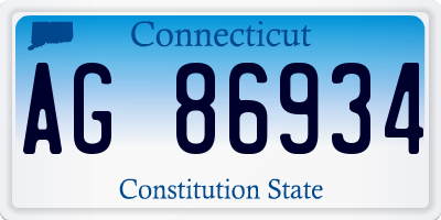 CT license plate AG86934