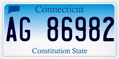 CT license plate AG86982