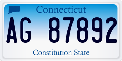 CT license plate AG87892