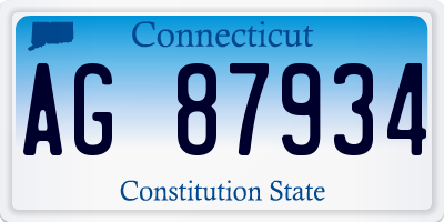 CT license plate AG87934