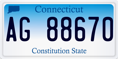 CT license plate AG88670