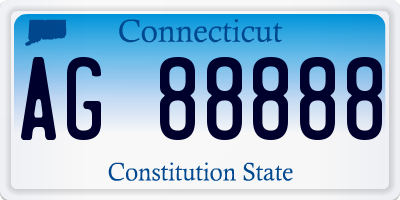 CT license plate AG88888