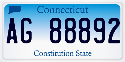 CT license plate AG88892