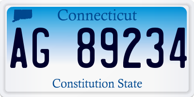 CT license plate AG89234