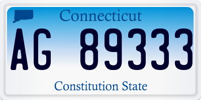 CT license plate AG89333
