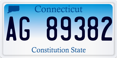 CT license plate AG89382