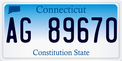 CT license plate AG89670