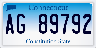CT license plate AG89792