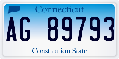 CT license plate AG89793