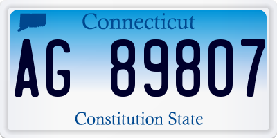 CT license plate AG89807