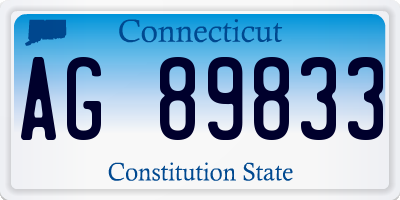 CT license plate AG89833