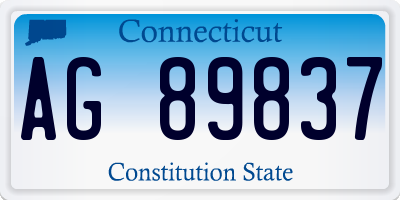 CT license plate AG89837