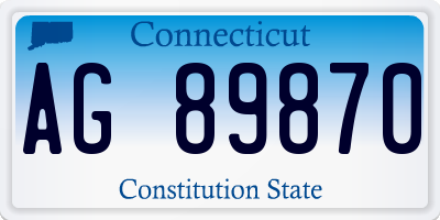 CT license plate AG89870