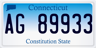CT license plate AG89933
