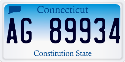 CT license plate AG89934
