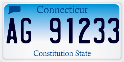 CT license plate AG91233