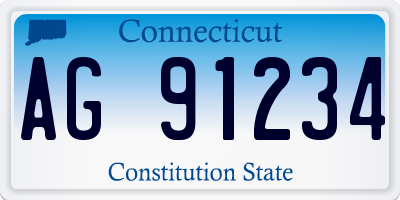 CT license plate AG91234