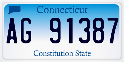 CT license plate AG91387