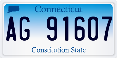 CT license plate AG91607