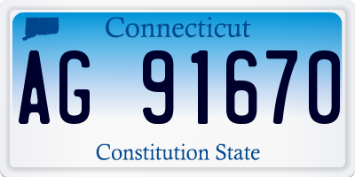 CT license plate AG91670
