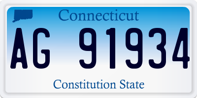 CT license plate AG91934