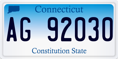 CT license plate AG92030