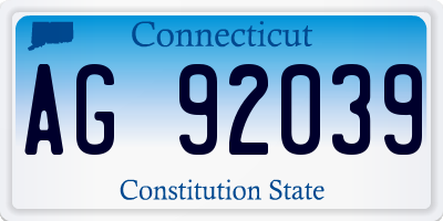 CT license plate AG92039